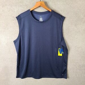 VIVELY Shirt Mens‎ XXL Blue Sleeveless Athletic Tank Top Workout Performance NEW